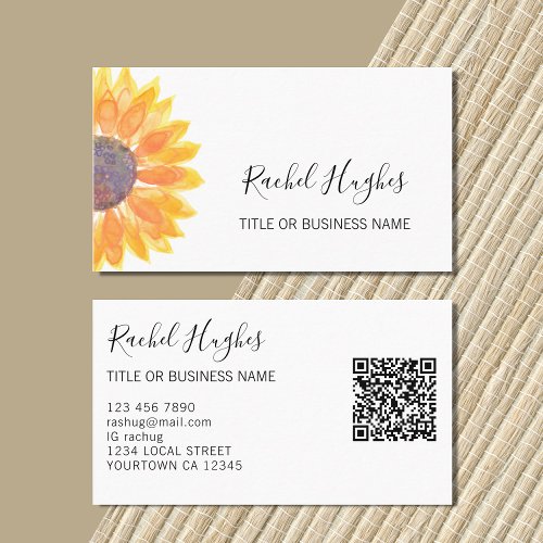 QR Code Sunflower  Business Card