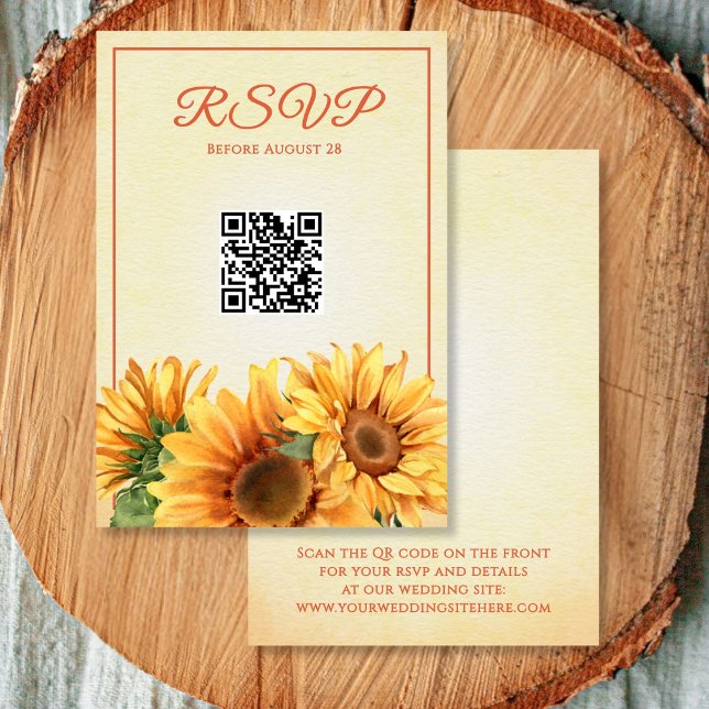 QR code Sunflower Wedding RSVP Card (Creator Uploaded)