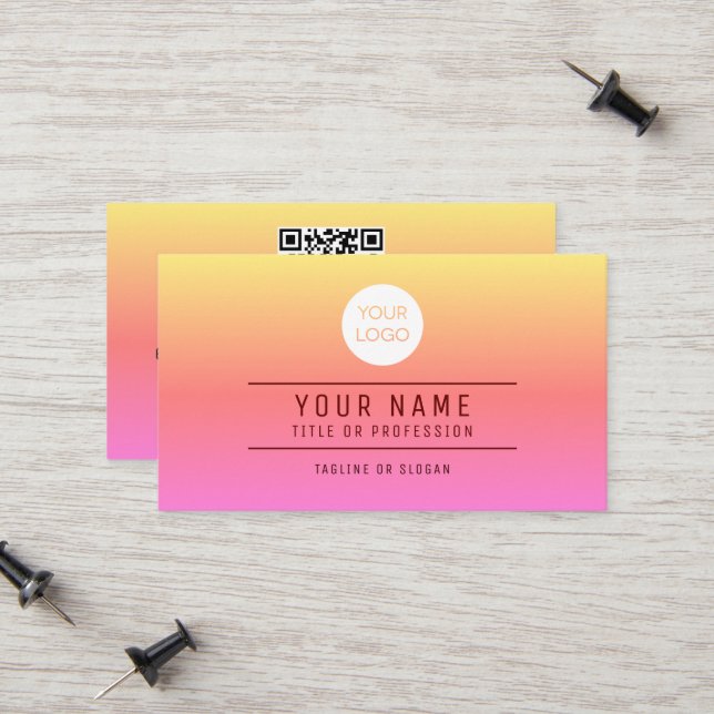 QR Code Sunrise Colors Name Professional Logo Calling Card (Front/Back In Situ)
