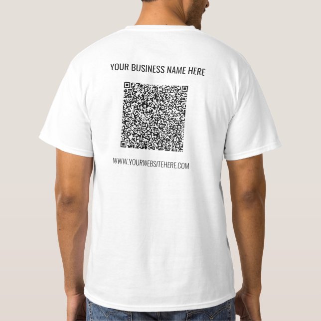 QR Code T-Shirt and Custom Text Your Business Name (Back)