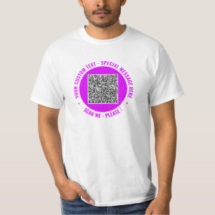 QR Code T-Shirt with Custom Text and Your Colors