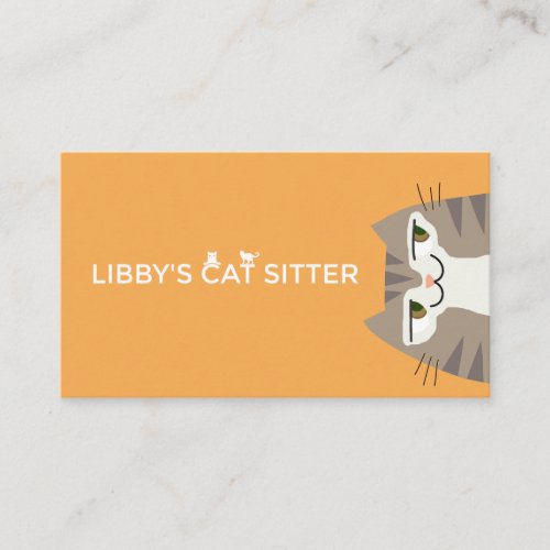 QR Code Tabby Cat Pet Sitting Business Card
