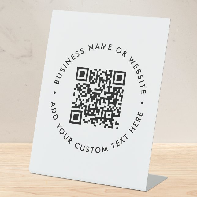 QR Code Tabletop Sign | Business Pedestal Signage (Interactive editable QR code tabletop signs to promote your business, products or services.)