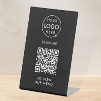 QR Code Tabletop Sign | Digital Menu Black Signage