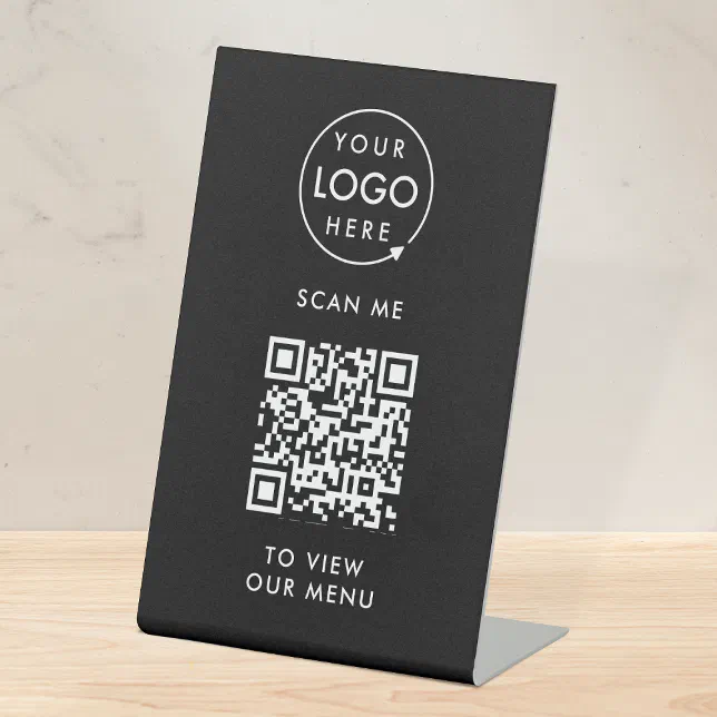 QR Code Tabletop Sign | Digital Menu Black Signage | Zazzle