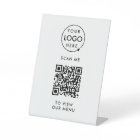 QR Code Tabletop Sign | Digital Menu Logo Pedestal