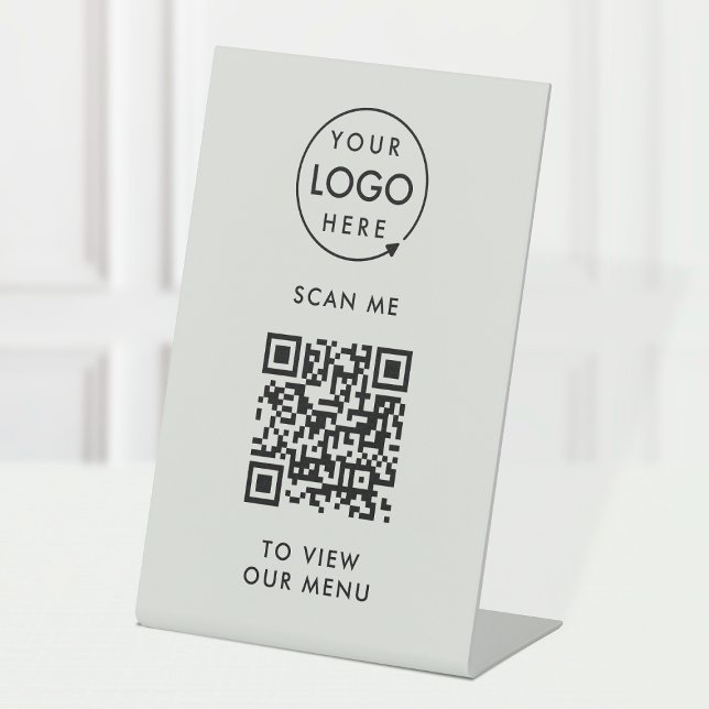 QR Code Tabletop Sign | Digital Menu Logo Pedestal (Branded interactive QR code menu table signs for restaurants, bars, cafes & hospitality events!)
