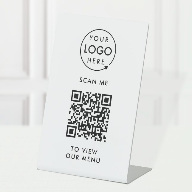 QR Code Tabletop Sign | Digital Menu Logo Pedestal (Branded interactive QR code menu table signs for restaurants, bars, cafes & hospitality events!)