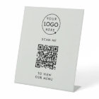 QR Code Tabletop Sign | Digital Menu Logo Pedestal