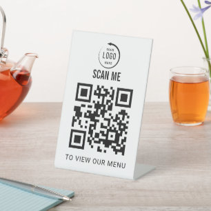 QR Code Tabletop Sign Digital Menu pedestal sign