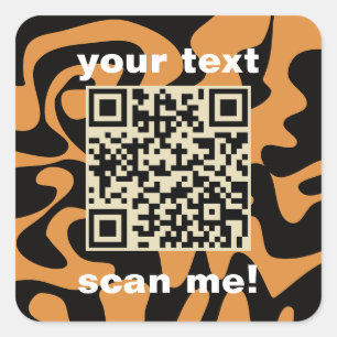 QR Code Tan Brown And Black Bright Modern Square Square Sticker