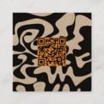 QR Code Tan Orange Brown Retro Groovy Kraft Square Business Card
