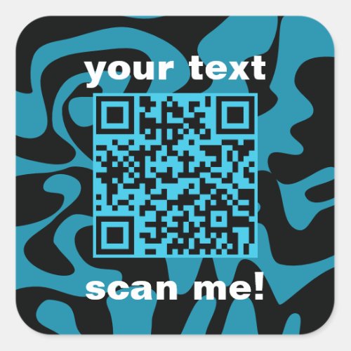 QR Code Teal And Black Bright Modern Square Sticker