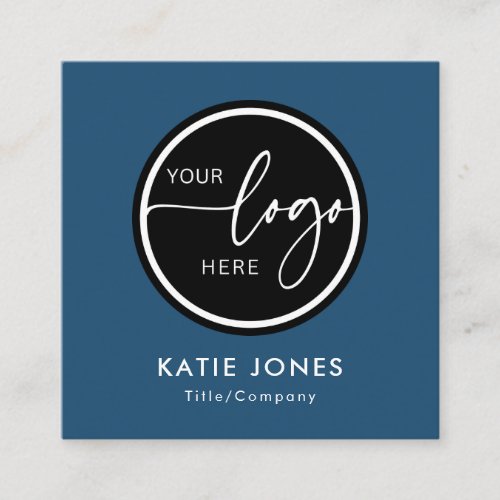 QR Code Teal Blue Custom Logo Connect with Us Square Business Card