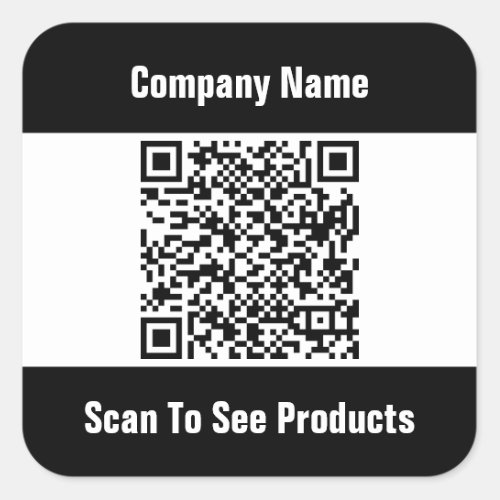 QR Code Template Black and White Business Square Sticker