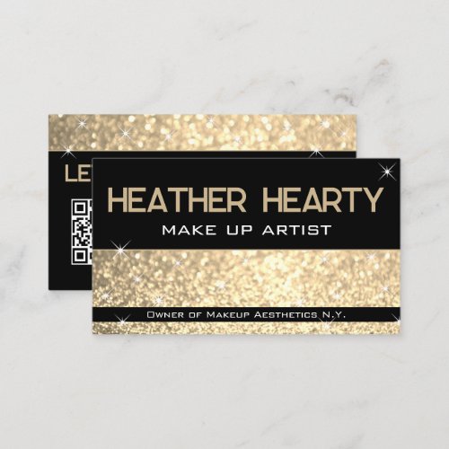 QR Code Template Luxury Golden Gold Cream Beige Business Card
