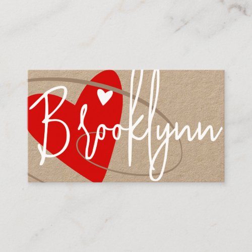 QR Code Template Red Made With Love Heart Crafters Business Card