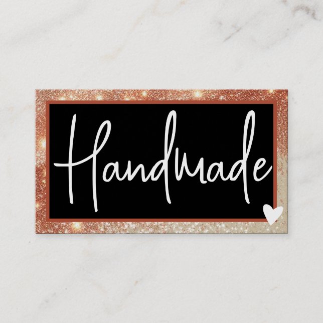 QR Code Template Stylish Gold Brown Frame Heart  Business Card (Front)