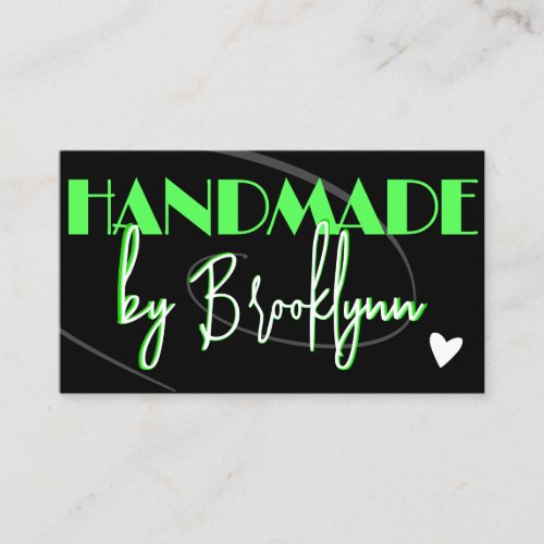 QR Code Template Stylish Green Handmade Heart  Business Card