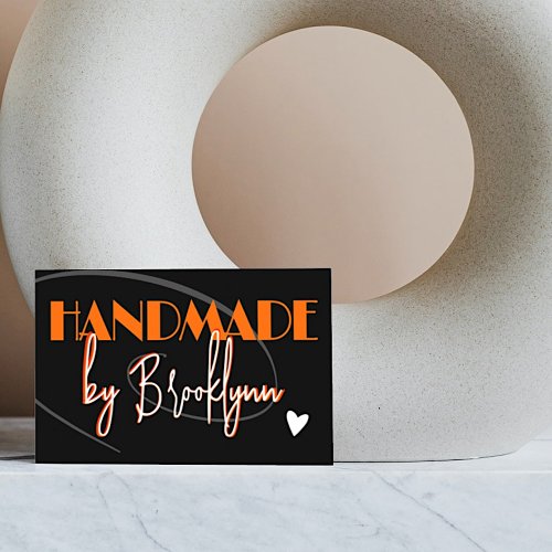 QR Code Template Stylish Orange Handmade Heart  Business Card