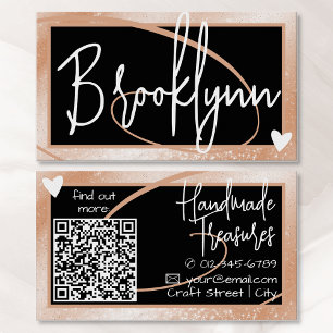 QR Code Template Stylish Peach Orange Frame Heart Business Card