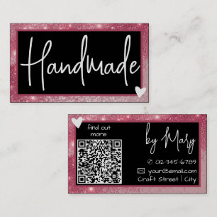 QR Code Template Stylish Vintage Pink Frame Heart Business Card