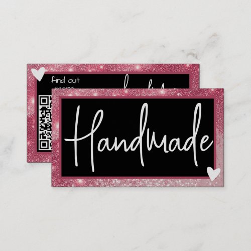 QR Code Template Stylish Vintage Pink Frame Heart  Business Card