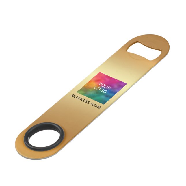 QR Code Template Upload Company Logo Elegant Gold Bar Key (Front Angled)