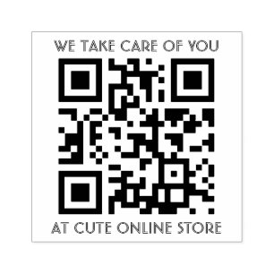 QR Code Template With Text Wood Stamp