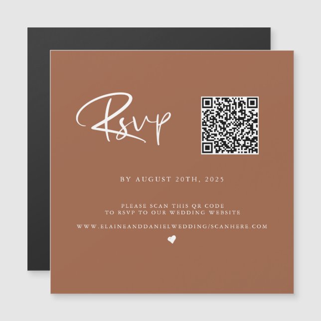 QR Code Terra Cotta Photo RSVP Card (Front/Back)