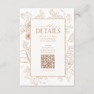 QR Code Terracotta Floral Wedding Details Enclosure Card