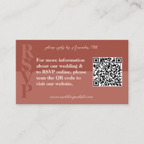 QR Code Terracotta Modern Wedding RSVP Card