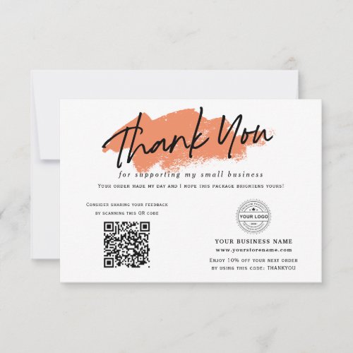 QR code terracotta package insert small business Thank You Card