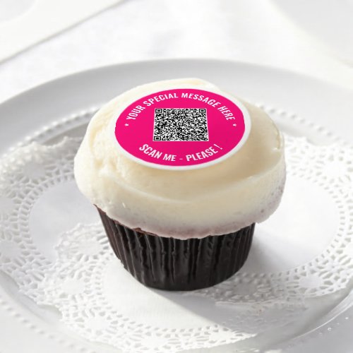 QR Code Text and Colors Edible Frosting Rounds