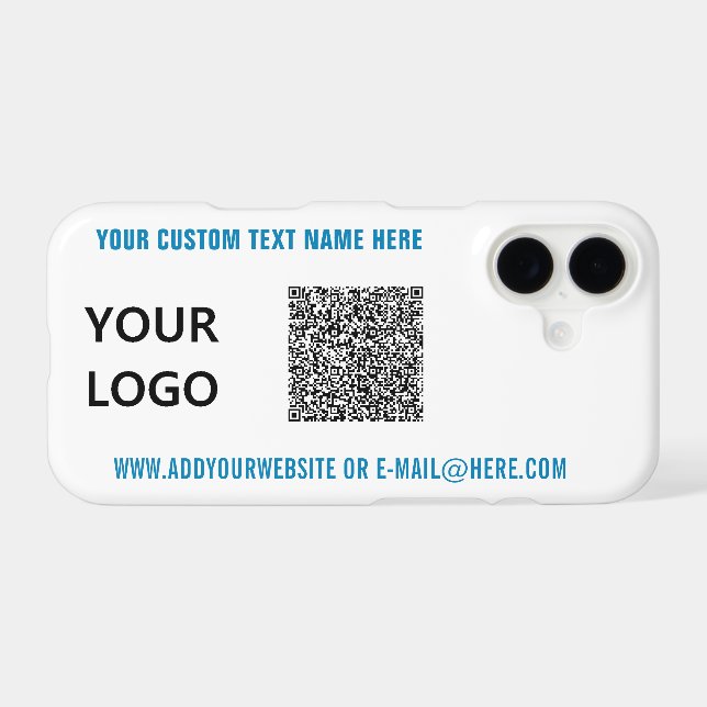 QR Code Text and Logo iPhone Case - Choose Colors (Back (Horizontal))