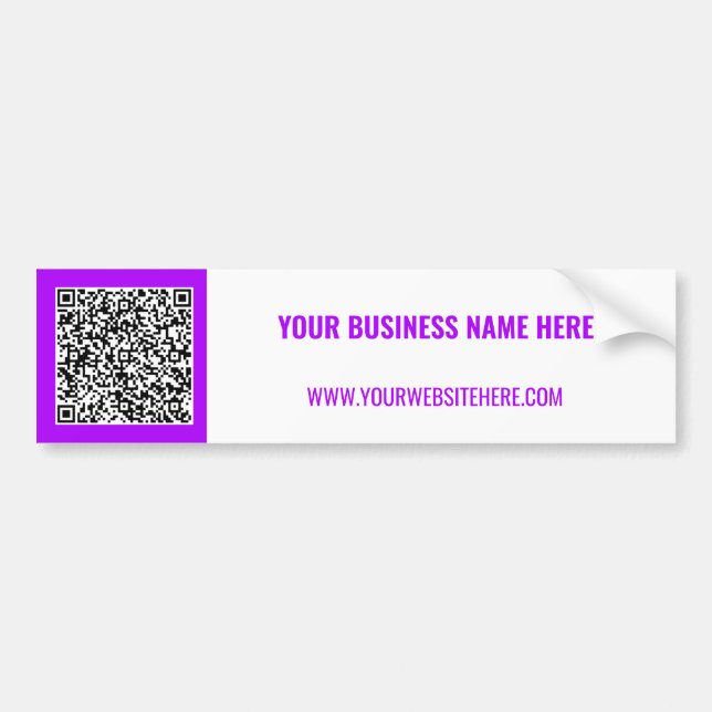 QR Code Text Business Bumper Sticker Custom Colors (Front)