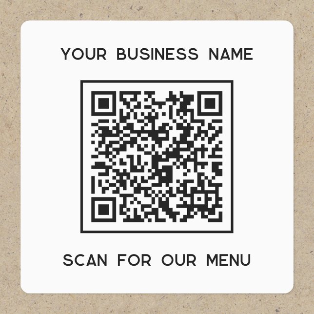 QR Code Text Business Scan for Menu Labels (Small business menu QR code and text sticker)