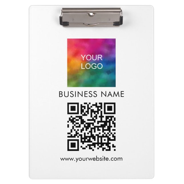 QR Code Text Corporate Logo Here Simple Custom Clipboard (Front)