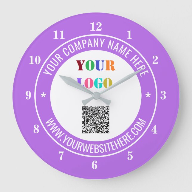 QR Code Text Logo and Colors Business Clock (Front)