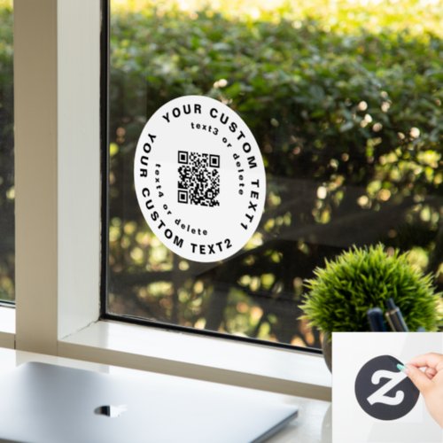 QR code  Text on Circle Simple Business Company W Window Cling