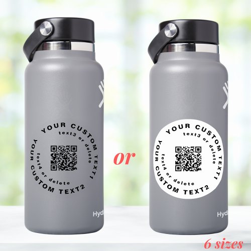 QR code Text on Clear Vinyl Business Water Bottle Sticker
