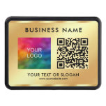 QR Code Text Upload Your Company Logo Gold Glamour Hitch Cover