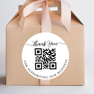 QR code thank you for supporting our business Classic Round Sticker