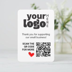 Qr Code Thank You for Supporting Small Business Card