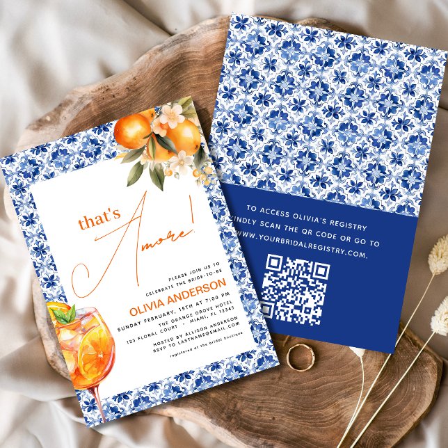 QR Code That's Amore Spritz Bridal Shower Invitation (Creator Uploaded)