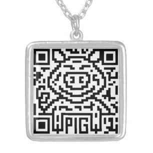 QR Code the Pig Silver Plated Necklace