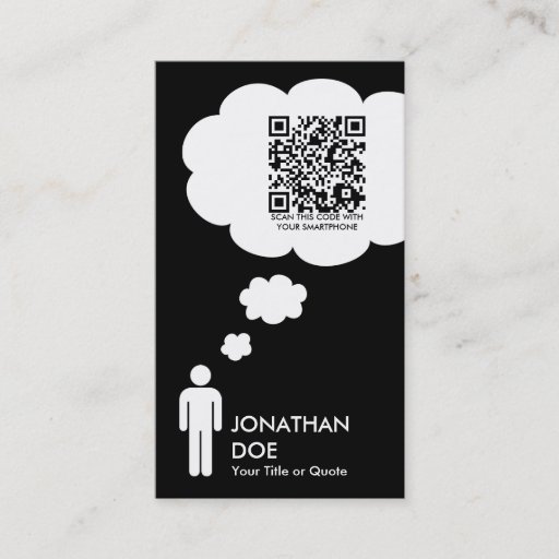 Customizable qr code thought bubble business cards