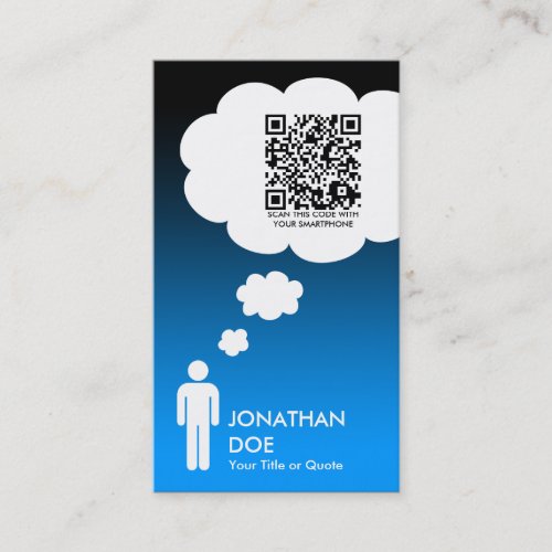 qr code thought bubble (male stick figure) business card