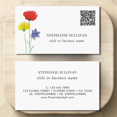 QR Code Title Business Name Floral Business Card