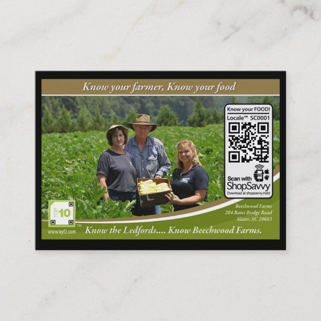 QR Code Traceable Shelftalker For Independent Farm Business Card (Front)